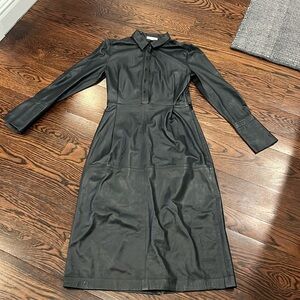 Equipment Black Long Sleeve Dress leather